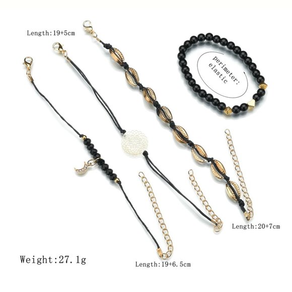 Shell Heart Moon Pendant Charm Bracelets - Picture 4 of 6